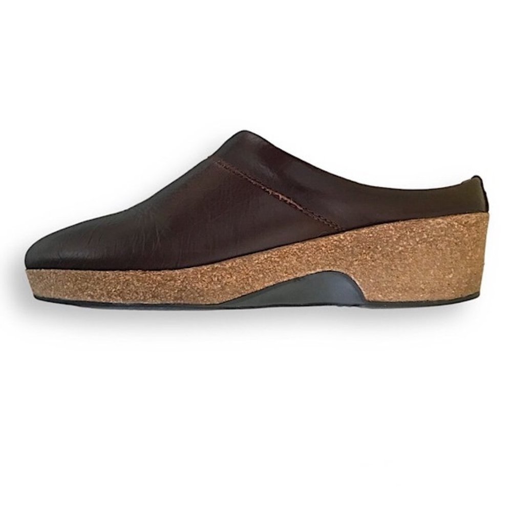 Haflinger Leather Slip On Mule Clog Slippers in Brown, Sz 38 EU / 7 US